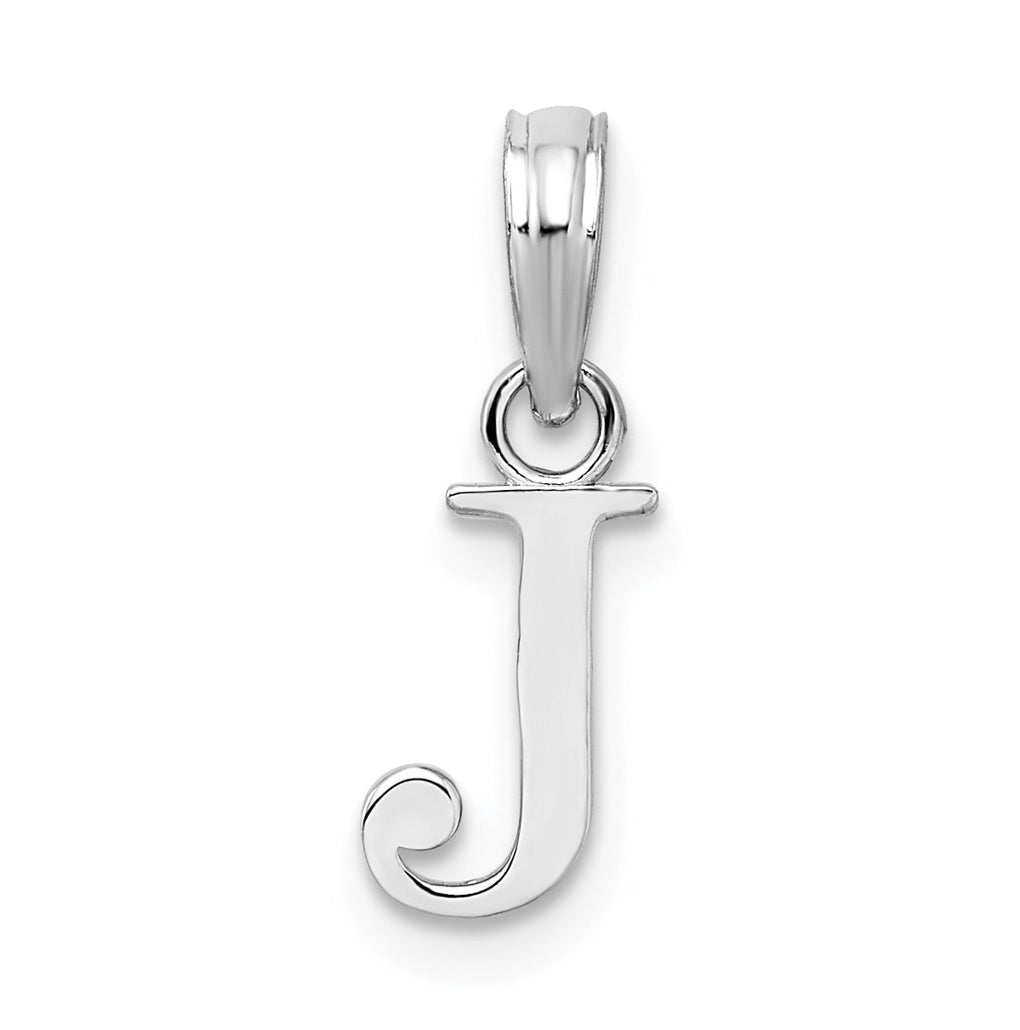 Sterling Silver Rhodium plated Polished Block Initial -J- Pendant
