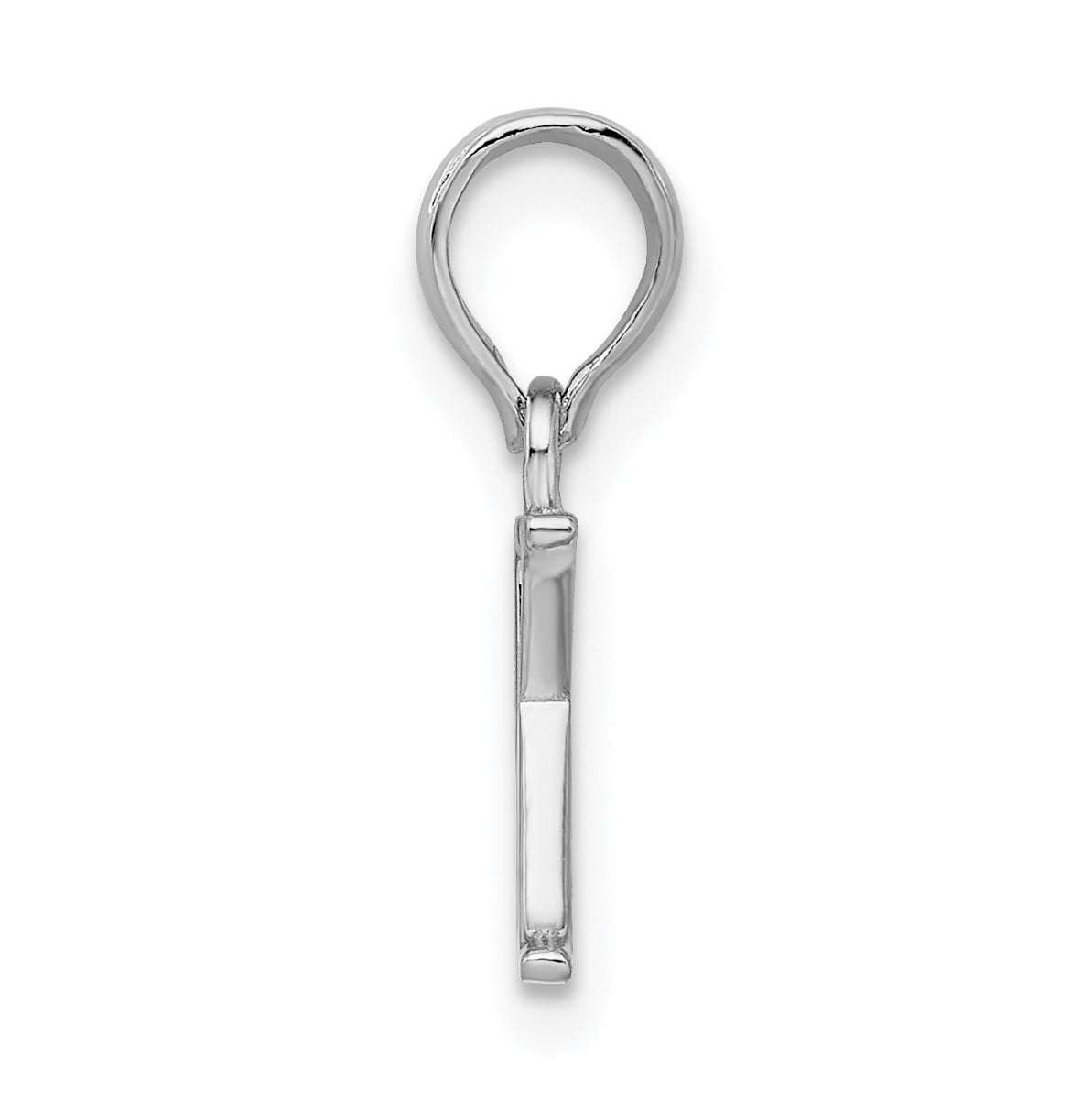 Sterling Silver Rhodium plated Polished Block Initial -K- Pendant