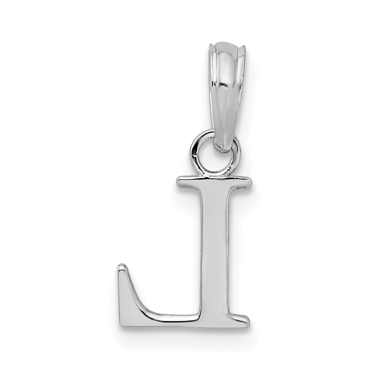 Sterling Silver Rhodium plated Polished Block Initial -L- Pendant