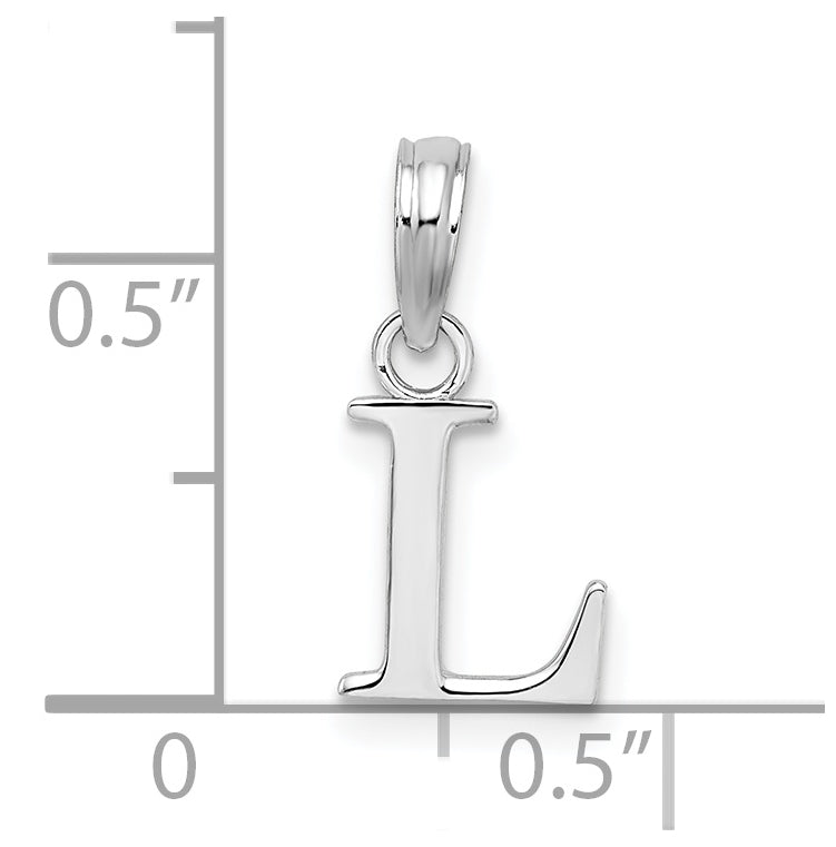 Sterling Silver Rhodium plated Polished Block Initial -L- Pendant