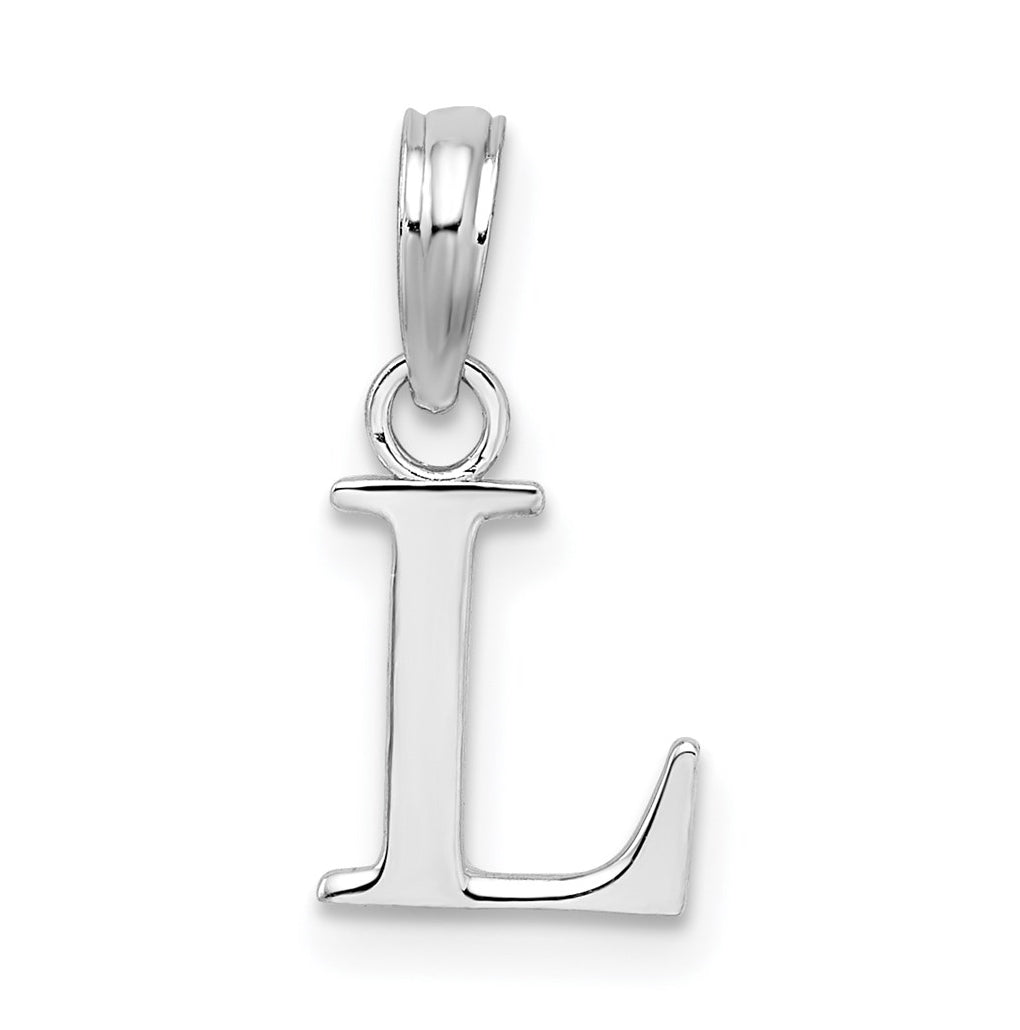 Sterling Silver Rhodium plated Polished Block Initial -L- Pendant