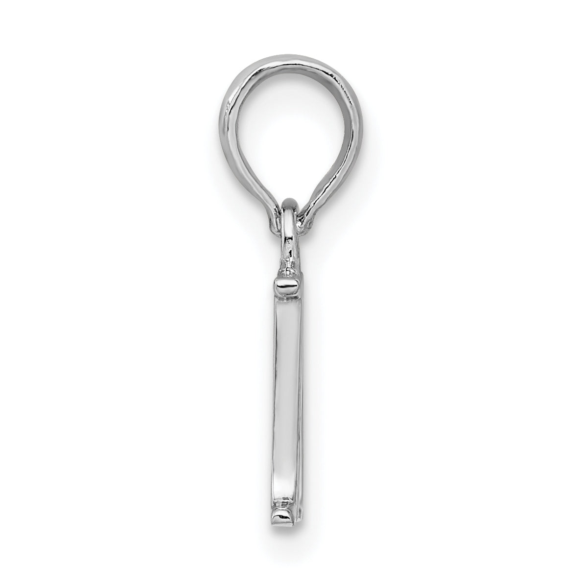 Sterling Silver Rhodium plated Polished Block Initial -M- Pendant