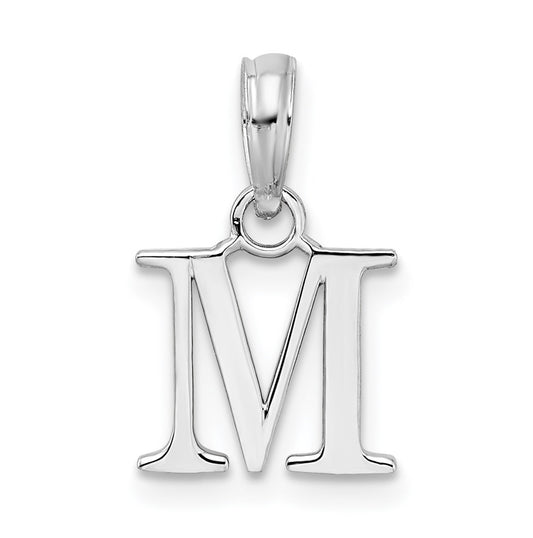 Sterling Silver Rhodium plated Polished Block Initial -M- Pendant