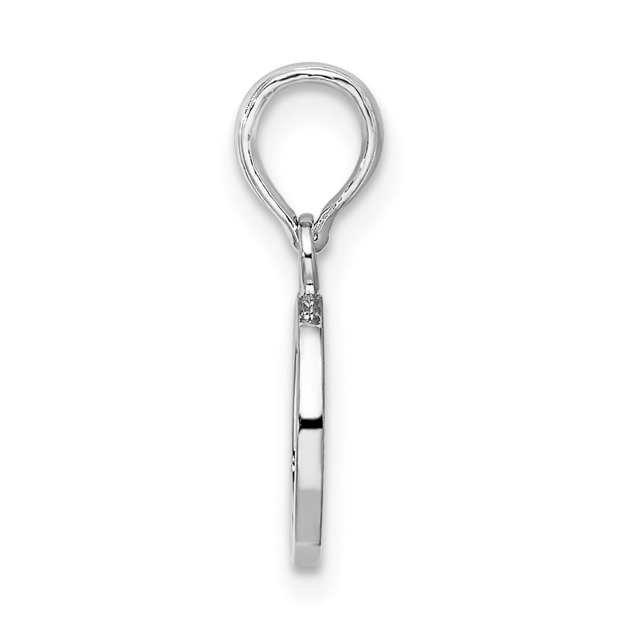 Sterling Silver Rhodium plated Polished Block Initial -O- Pendant