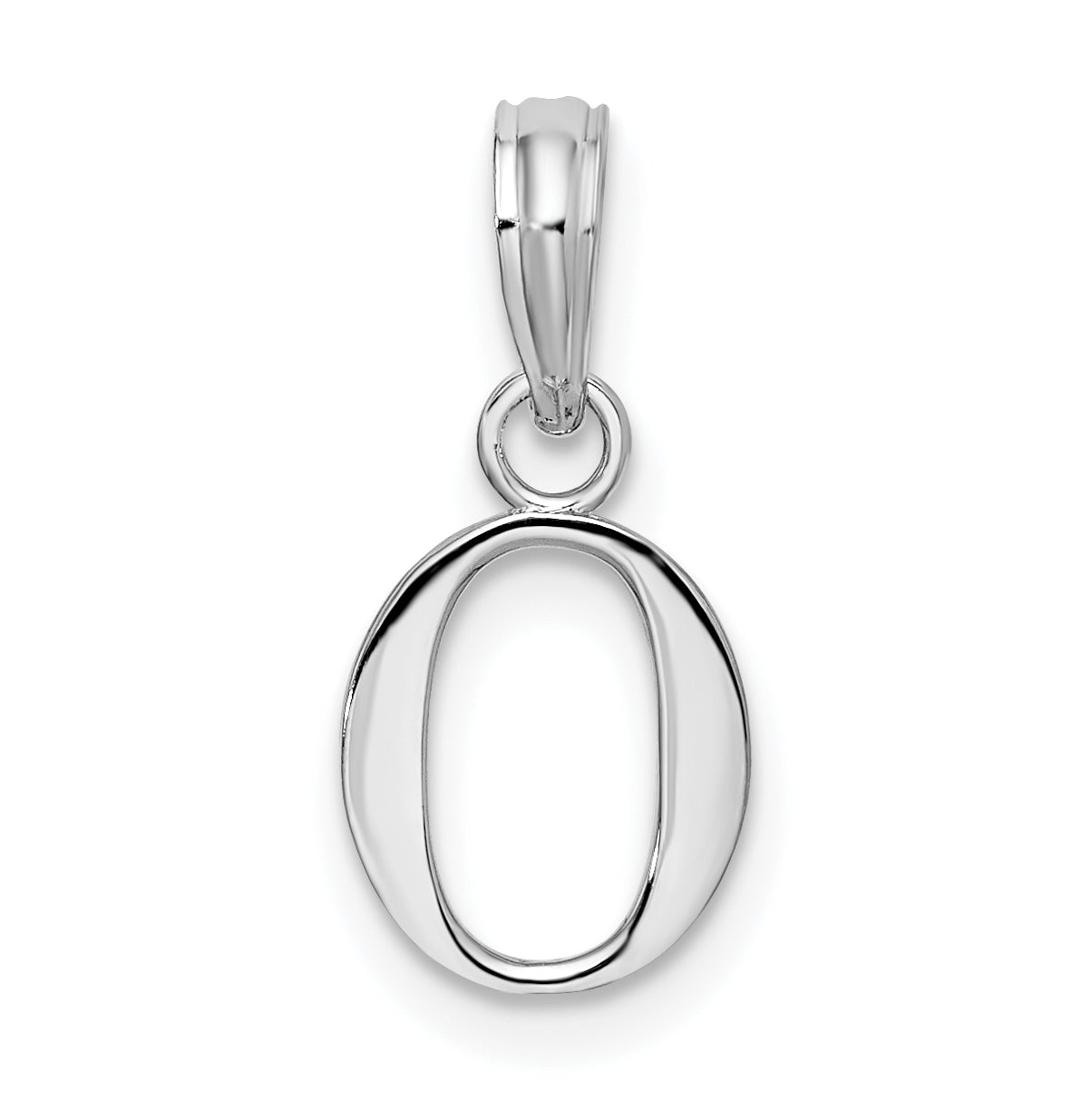 Sterling Silver Rhodium plated Polished Block Initial -O- Pendant