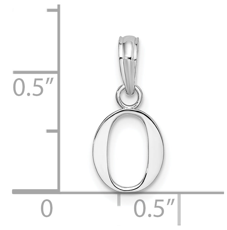 Sterling Silver Rhodium plated Polished Block Initial -O- Pendant