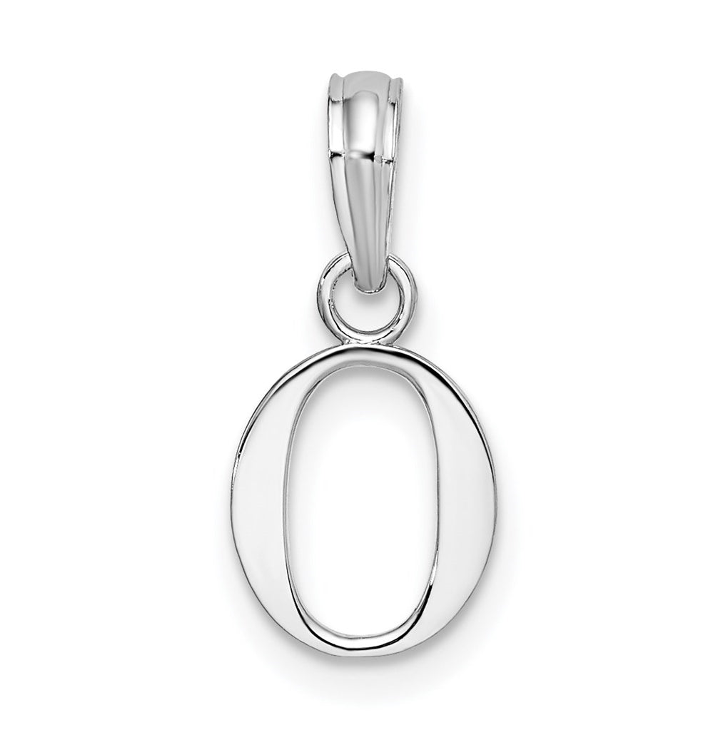 Sterling Silver Rhodium plated Polished Block Initial -O- Pendant