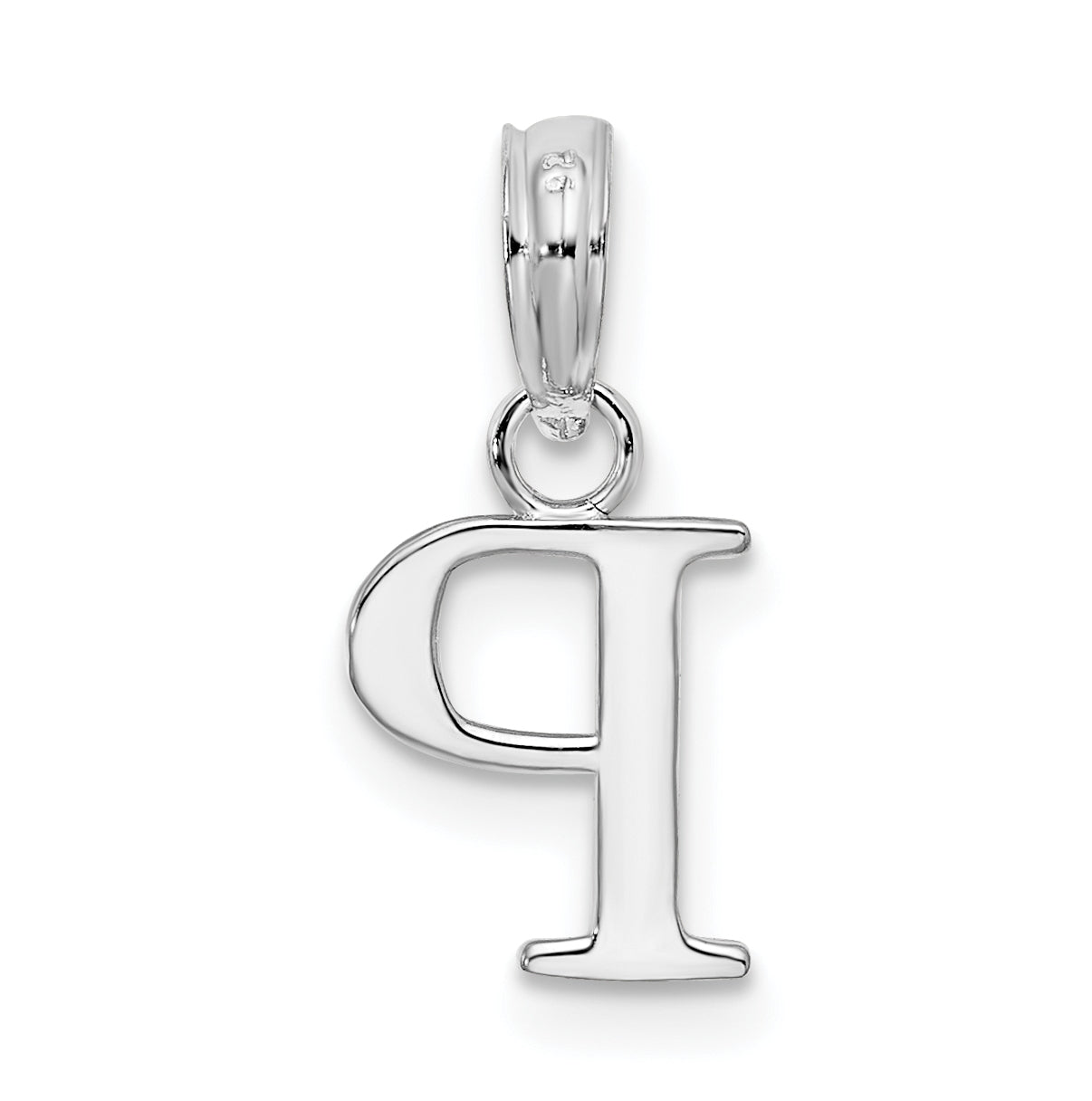 Sterling Silver Rhodium plated Polished Block Initial -P- Pendant