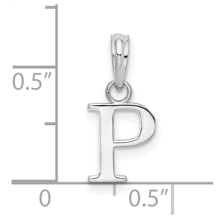 Sterling Silver Rhodium plated Polished Block Initial -P- Pendant