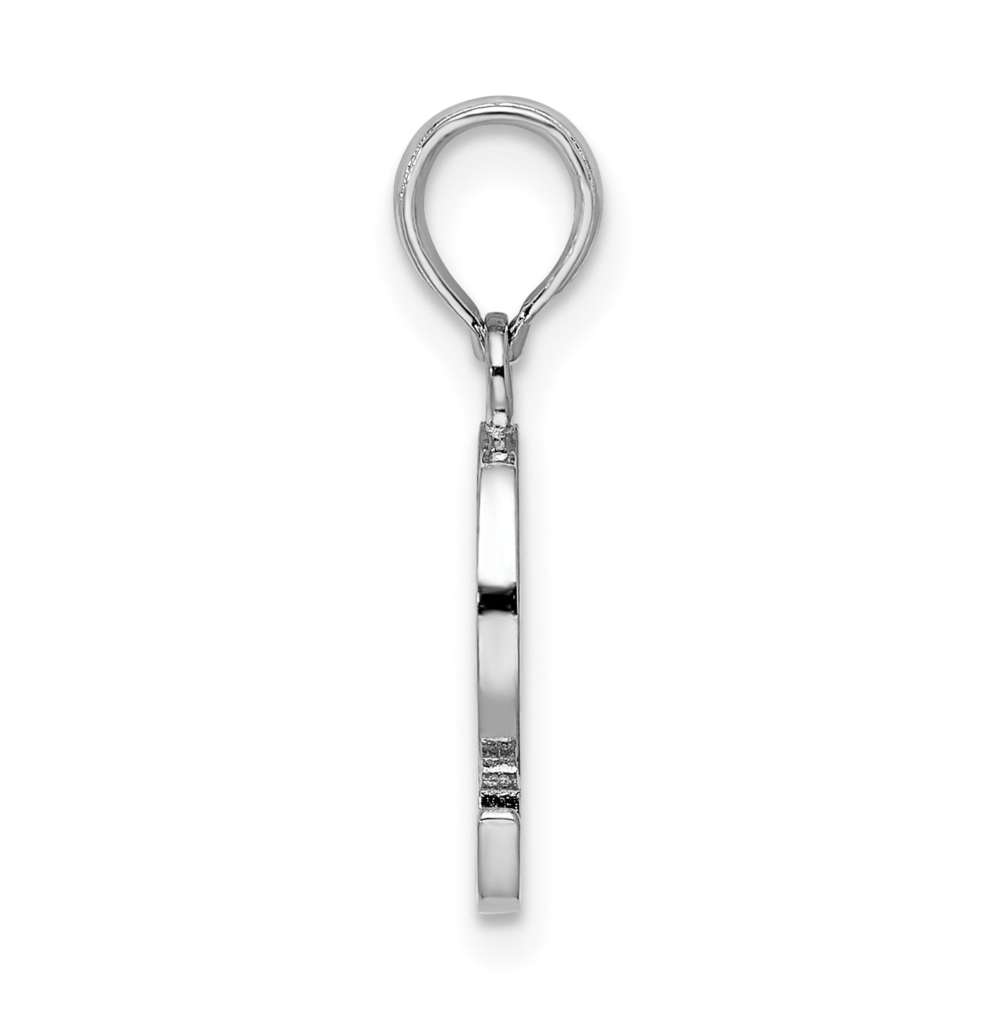 Sterling Silver Rhodium plated Polished Block Initial -Q- Pendant
