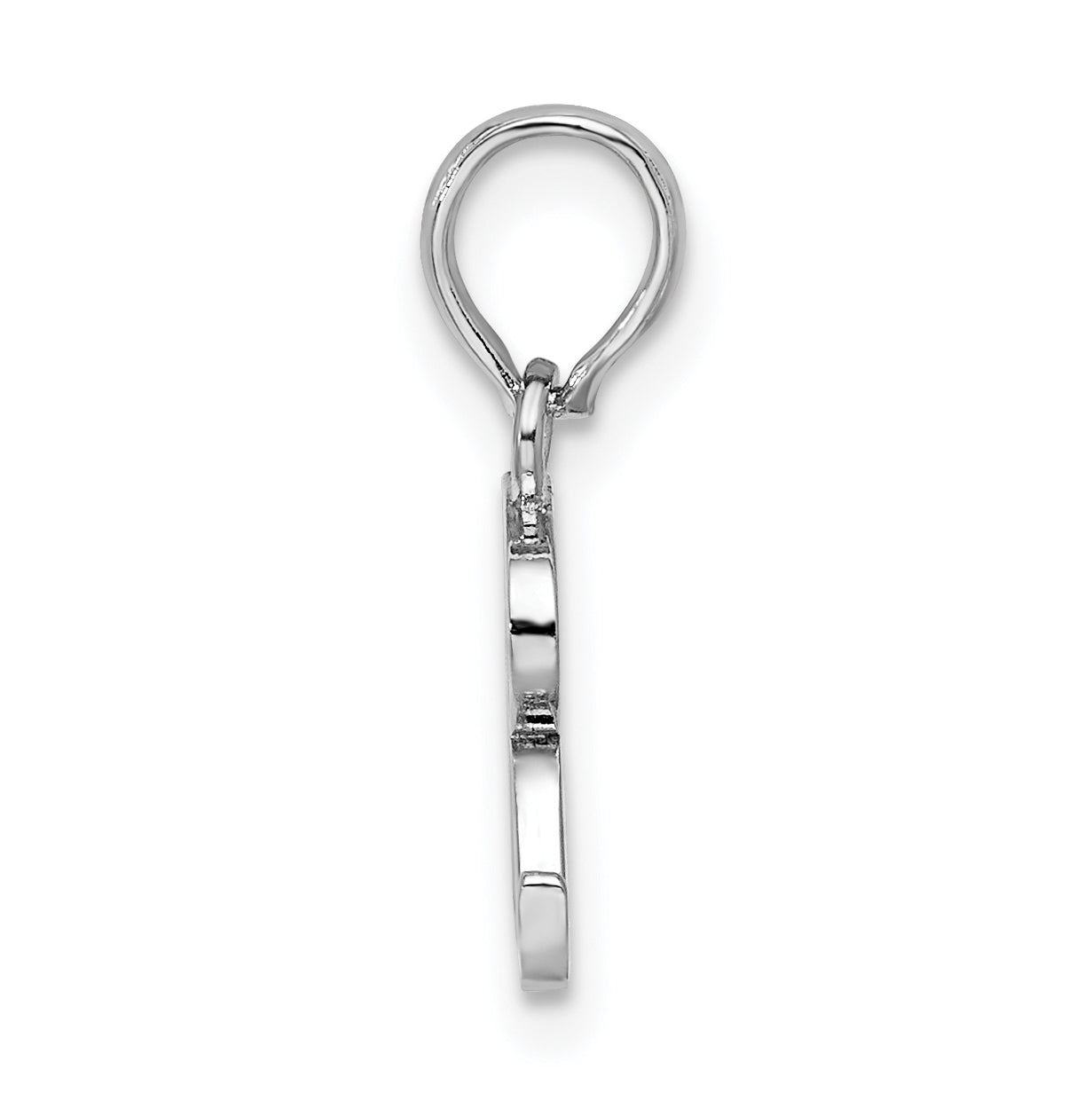 Sterling Silver Rhodium plated Polished Block Initial -R- Pendant