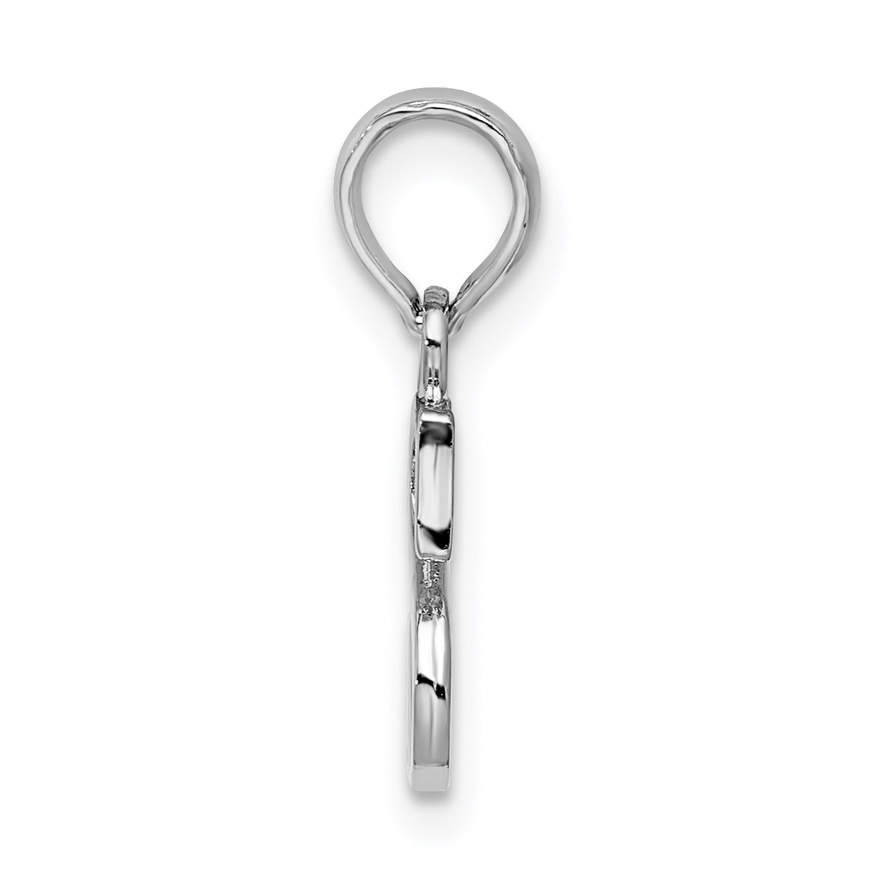 Sterling Silver Rhodium plated Polished Block Initial -S- Pendant