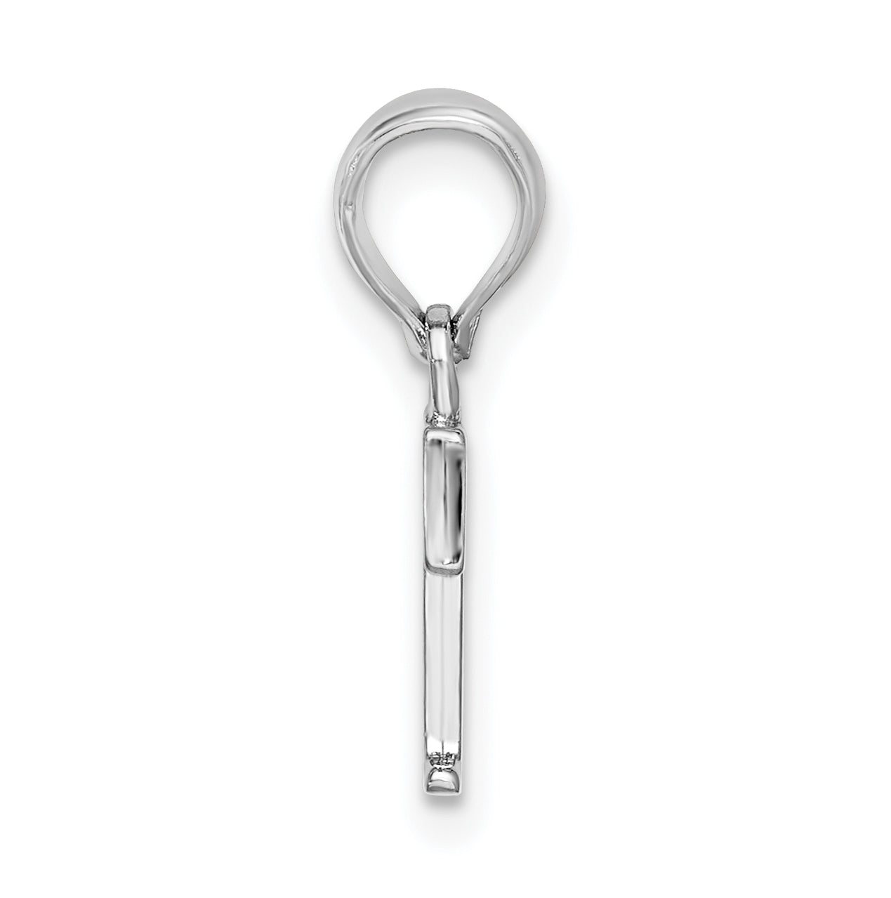 Sterling Silver Rhodium plated Polished Block Initial -T- Pendant
