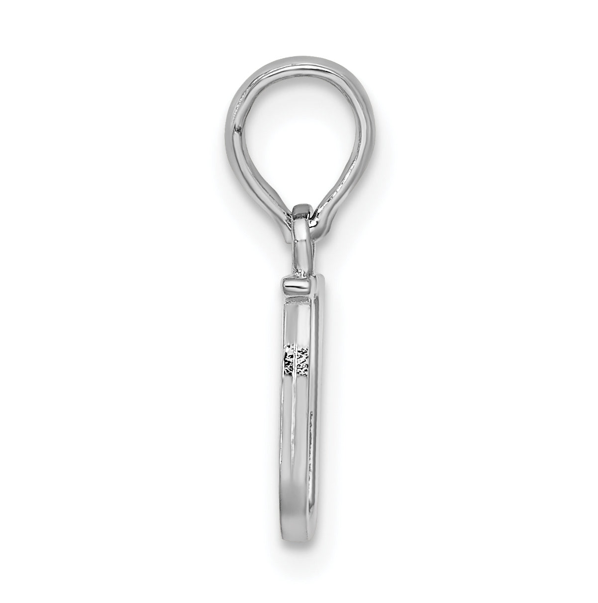 Sterling Silver Rhodium plated Polished Block Initial -U- Pendant