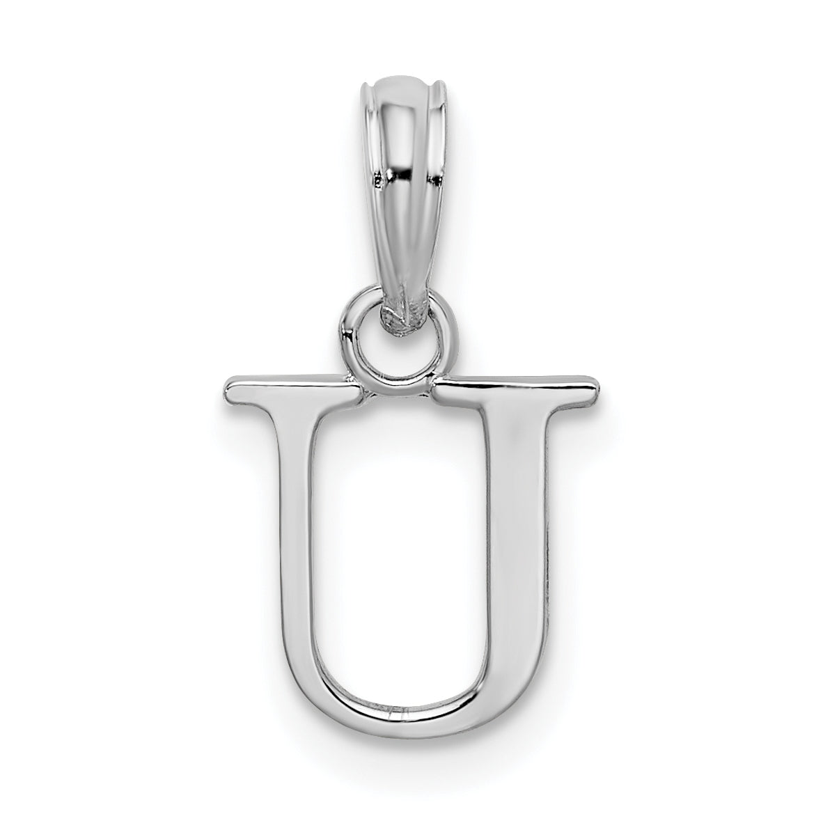 Sterling Silver Rhodium plated Polished Block Initial -U- Pendant