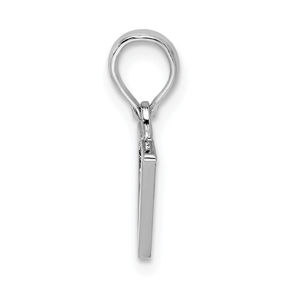 Sterling Silver Rhodium plated Polished Block Initial -V- Pendant