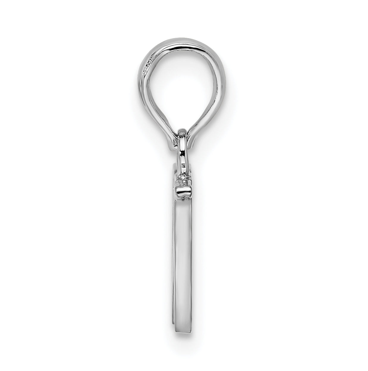 Sterling Silver Rhodium plated Polished Block Initial -W- Pendant