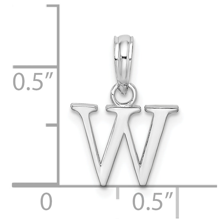 Sterling Silver Rhodium plated Polished Block Initial -W- Pendant