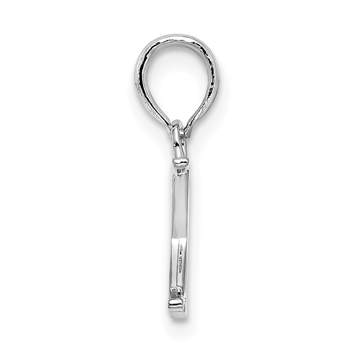 Sterling Silver Rhodium plated Polished Block Initial -X- Pendant