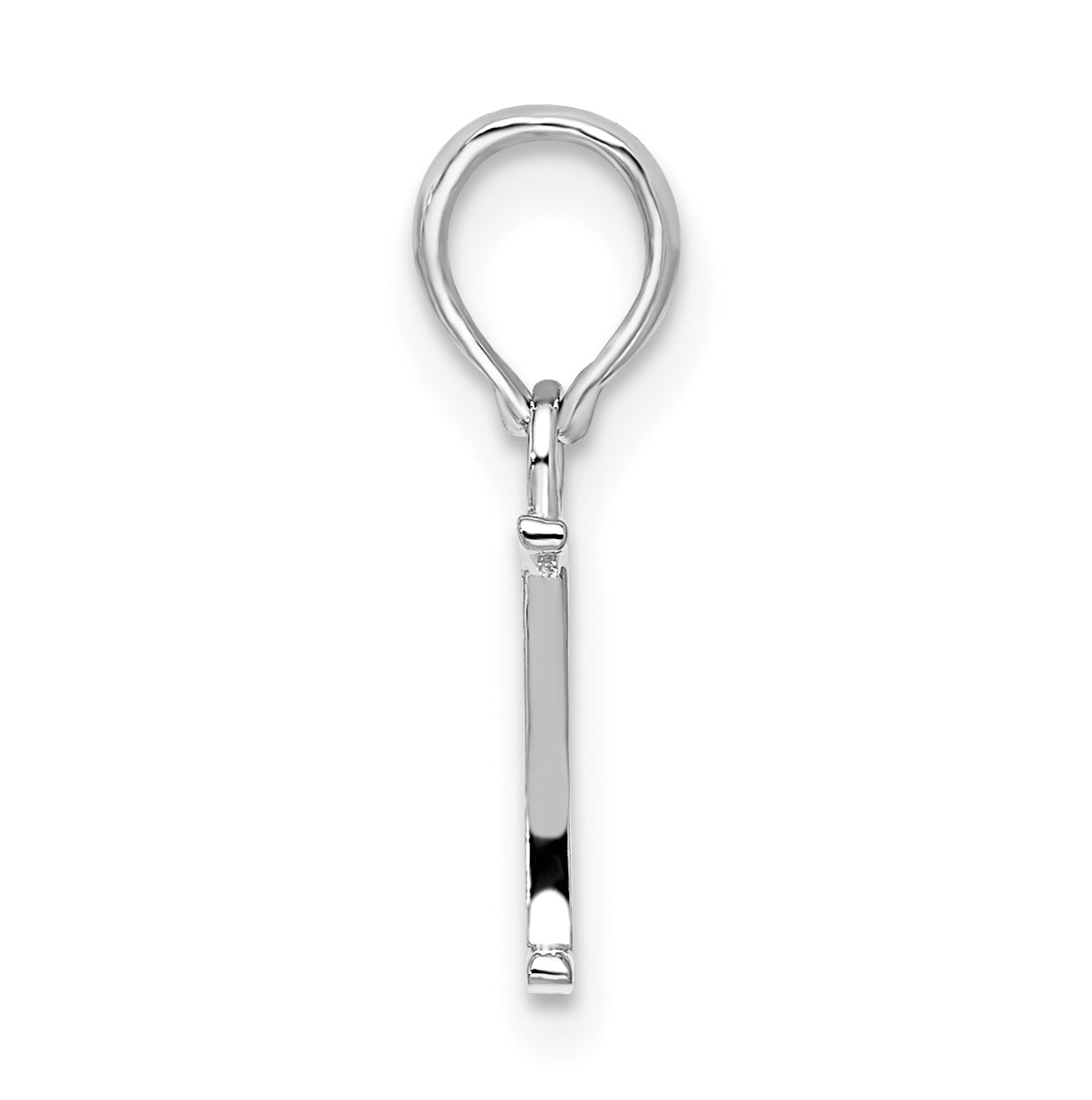 Sterling Silver Rhodium plated Polished Block Initial -Y- Pendant