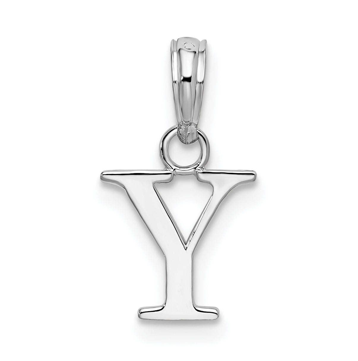 Sterling Silver Rhodium plated Polished Block Initial -Y- Pendant