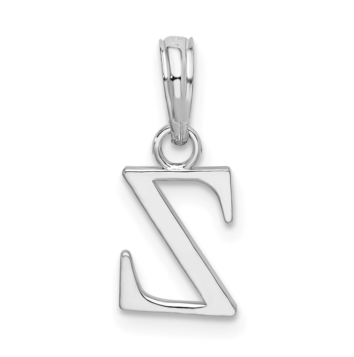 Sterling Silver Rhodium plated Polished Block Initial -Z- Pendant