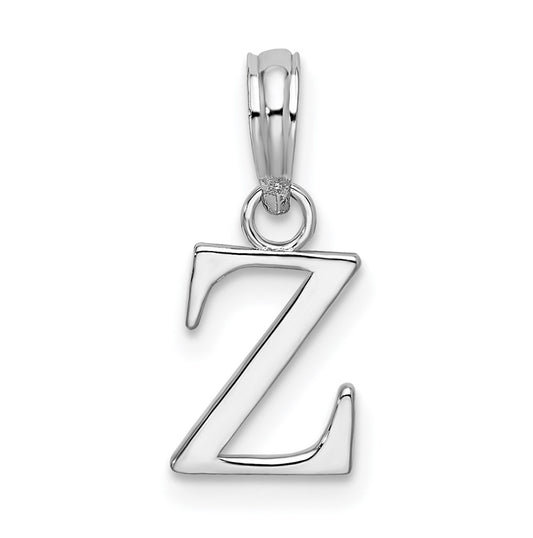 Sterling Silver Rhodium plated Polished Block Initial -Z- Pendant