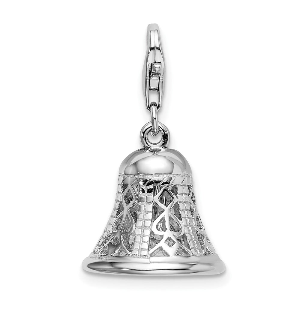 Amore La Vita Sterling Silver Rhodium-plated Polished Movable Bell Charm – Elegant Jewelry Gift for Birthday, Anniversary, Engagement, Wedding