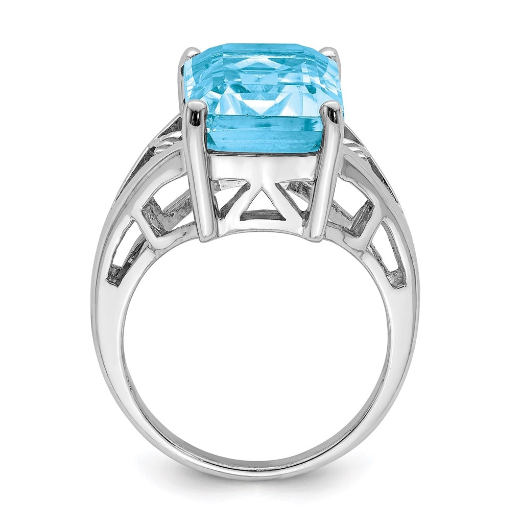 Sterling Silver Rhodium Light Swiss Blue Topaz Ring – Elegant Jewelry Gift for Birthday, Anniversary, Engagement, Wedding