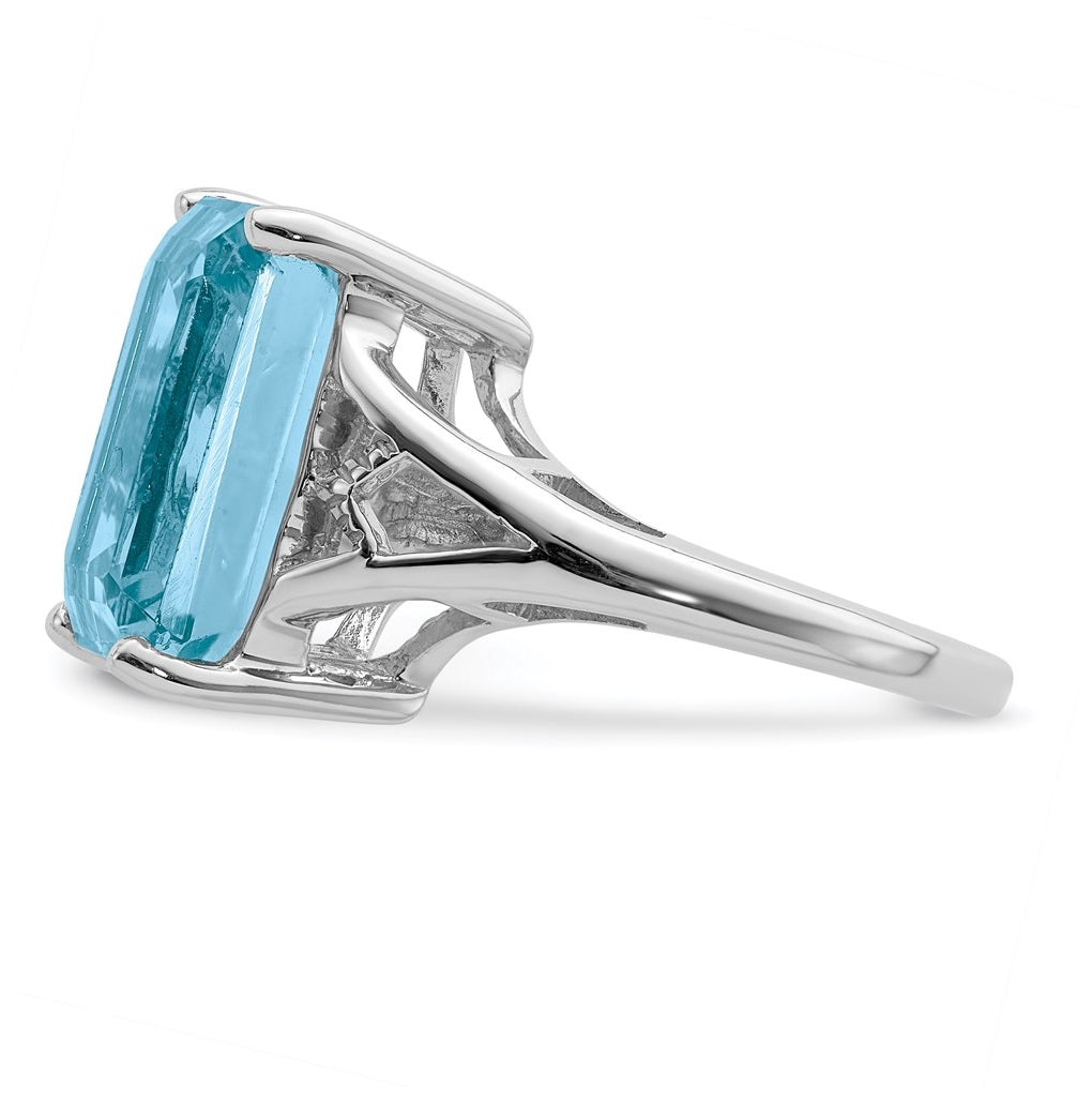 Sterling Silver Rhodium Light Swiss Blue Topaz Ring – Elegant Jewelry Gift for Birthday, Anniversary, Engagement, Wedding