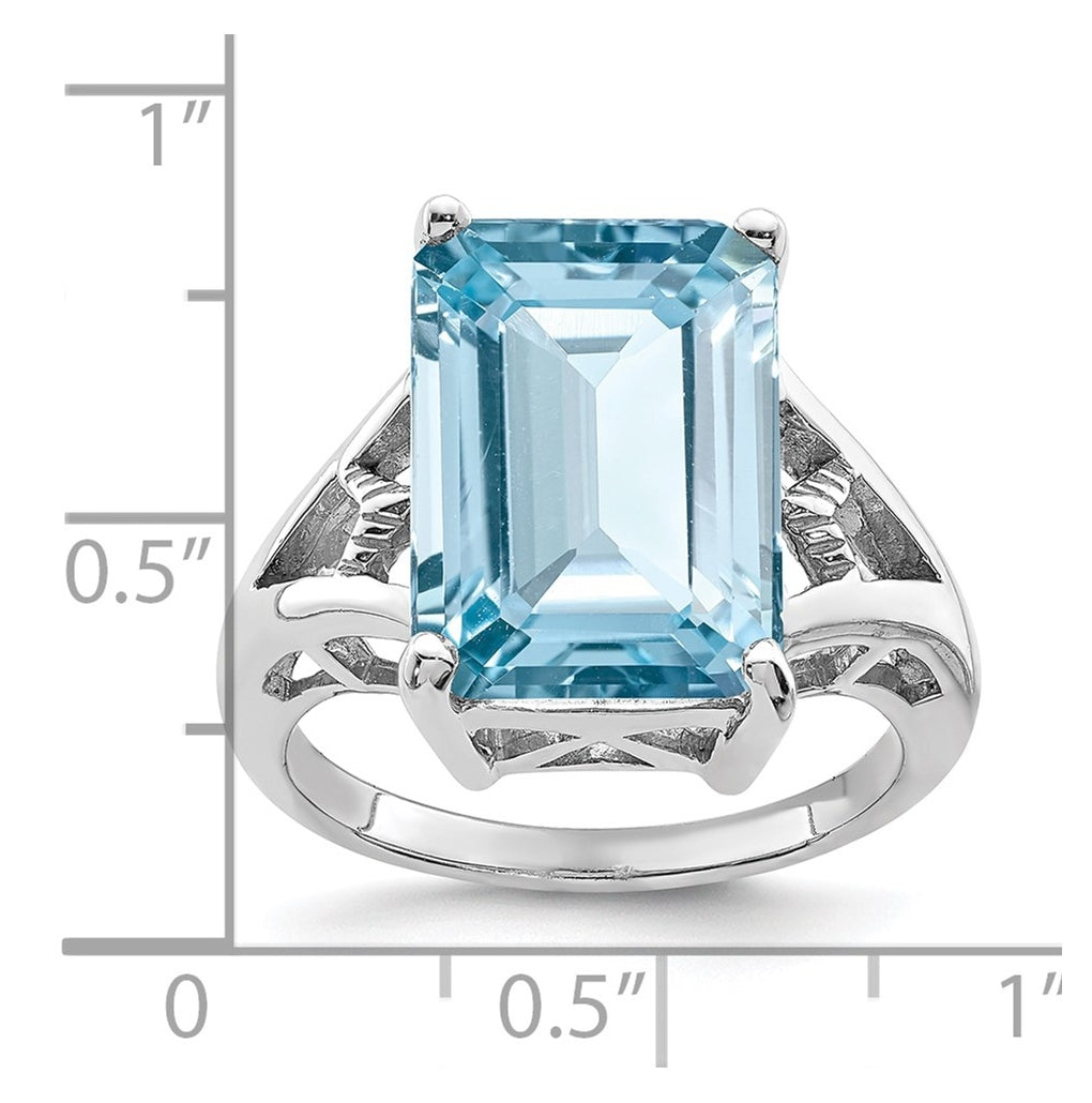 Sterling Silver Rhodium Light Swiss Blue Topaz Ring – Elegant Jewelry Gift for Birthday, Anniversary, Engagement, Wedding