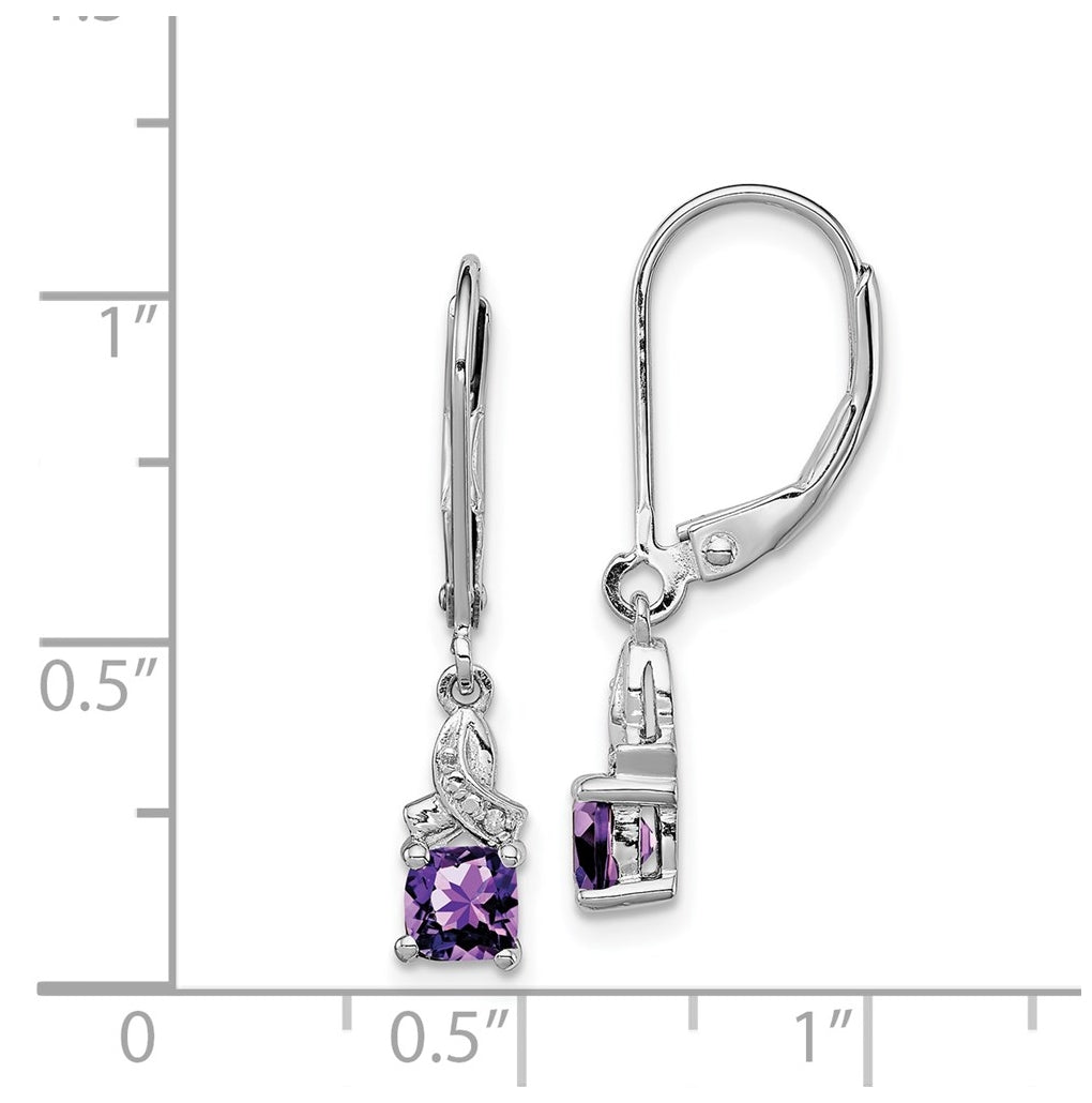 Sterling Silver Rhodium-plated Amethyst and Diamond Earrings – Elegant Jewelry Gift for Birthday, Anniversary, Engagement, Wedding