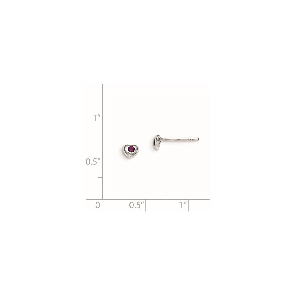 Sterling Silver Madi K Rhodium-plated Polished February Purple Preciosa Crystal Heart Children's Post Earrings