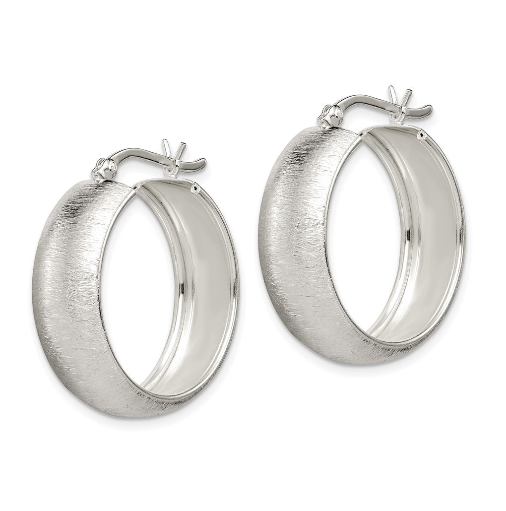Sterling Silver Polished & Laser-cut 8.5x25mm Round Hoop Earrings – Elegant Jewelry Gift for Birthday, Anniversary, Engagement, Wedding