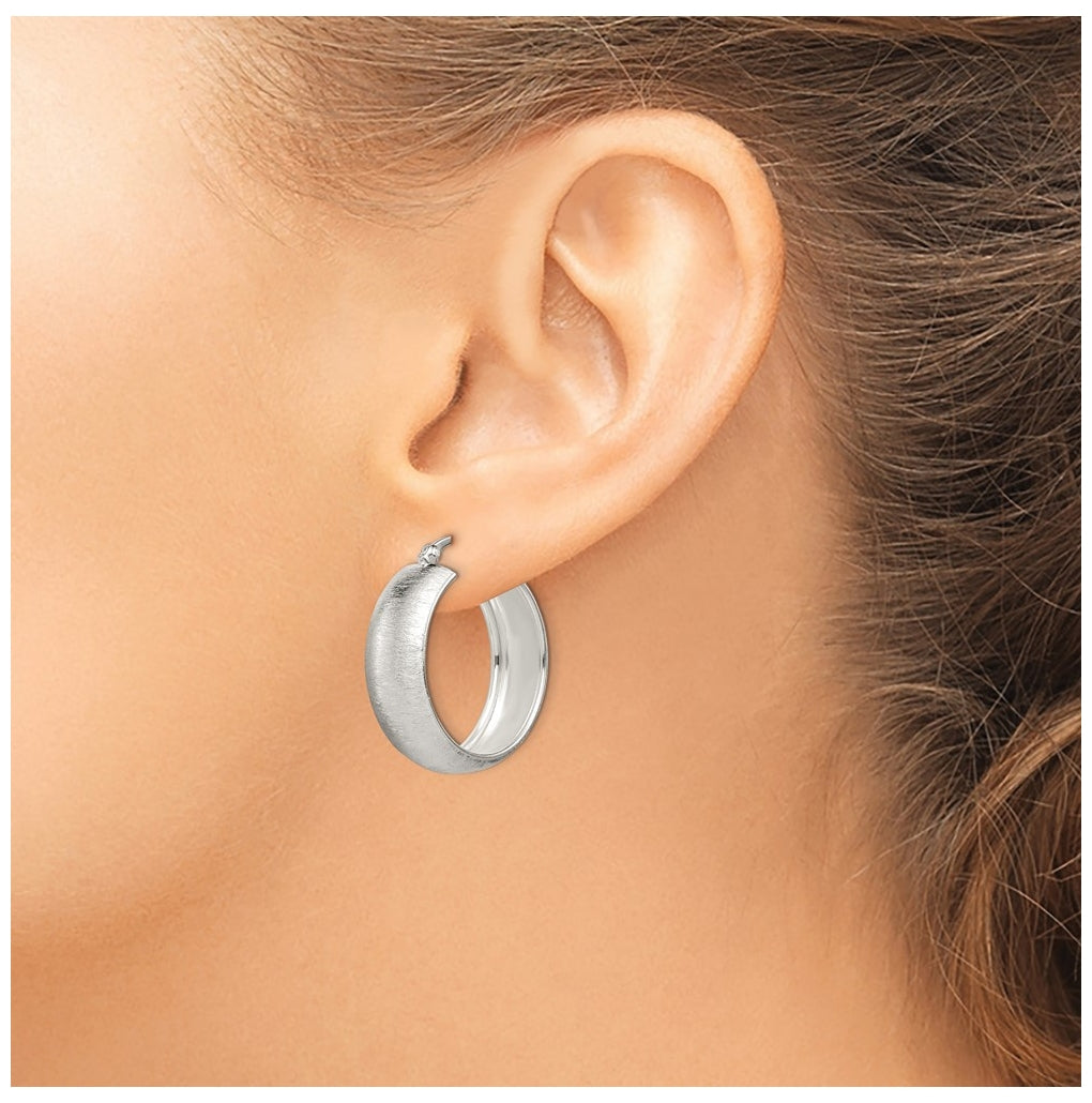 Sterling Silver Polished & Laser-cut 8.5x25mm Round Hoop Earrings – Elegant Jewelry Gift for Birthday, Anniversary, Engagement, Wedding