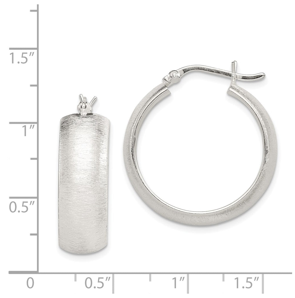Sterling Silver Polished & Laser-cut 8.5x25mm Round Hoop Earrings – Elegant Jewelry Gift for Birthday, Anniversary, Engagement, Wedding