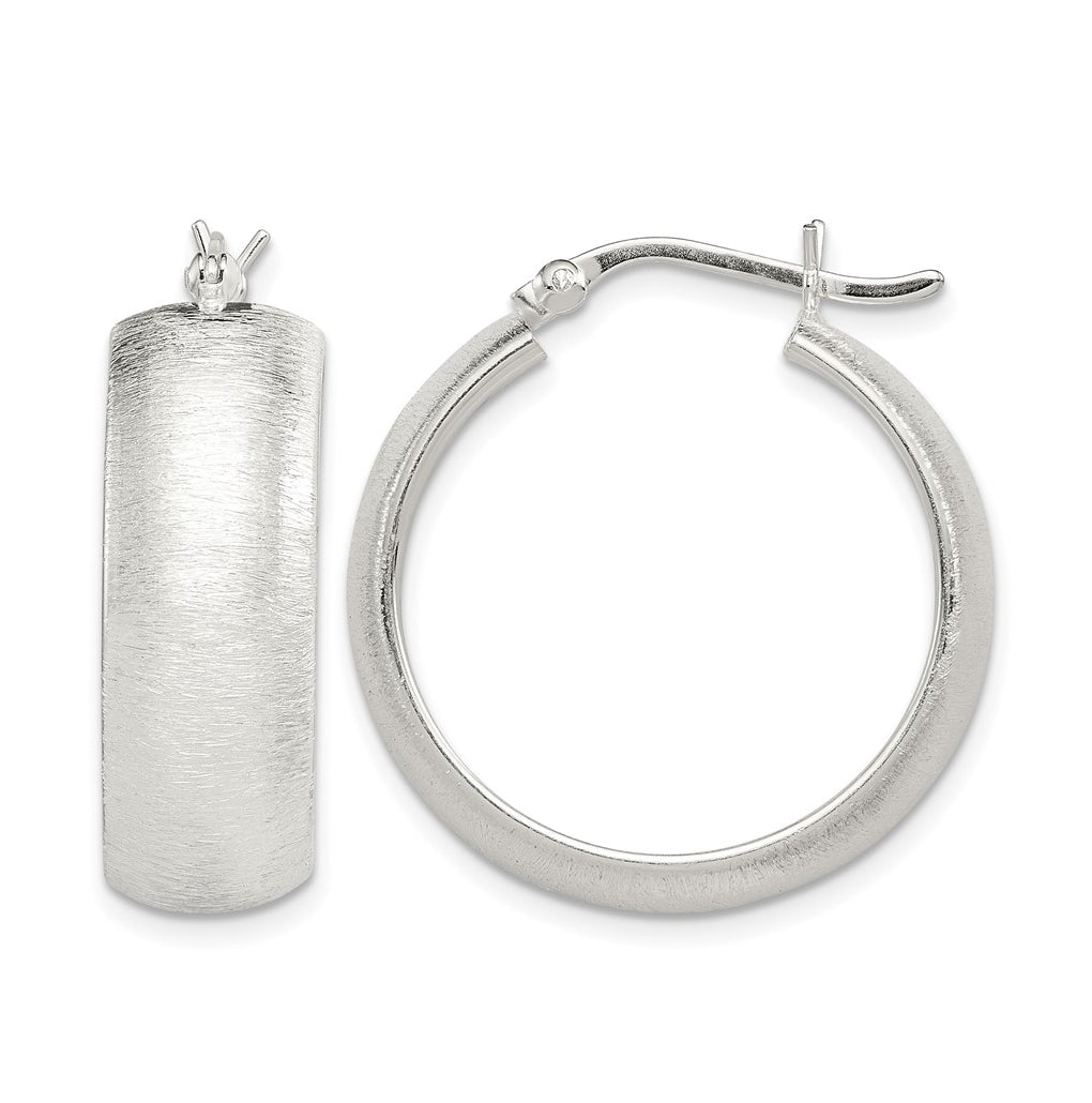 Sterling Silver Polished & Laser-cut 8.5x25mm Round Hoop Earrings – Elegant Jewelry Gift for Birthday, Anniversary, Engagement, Wedding
