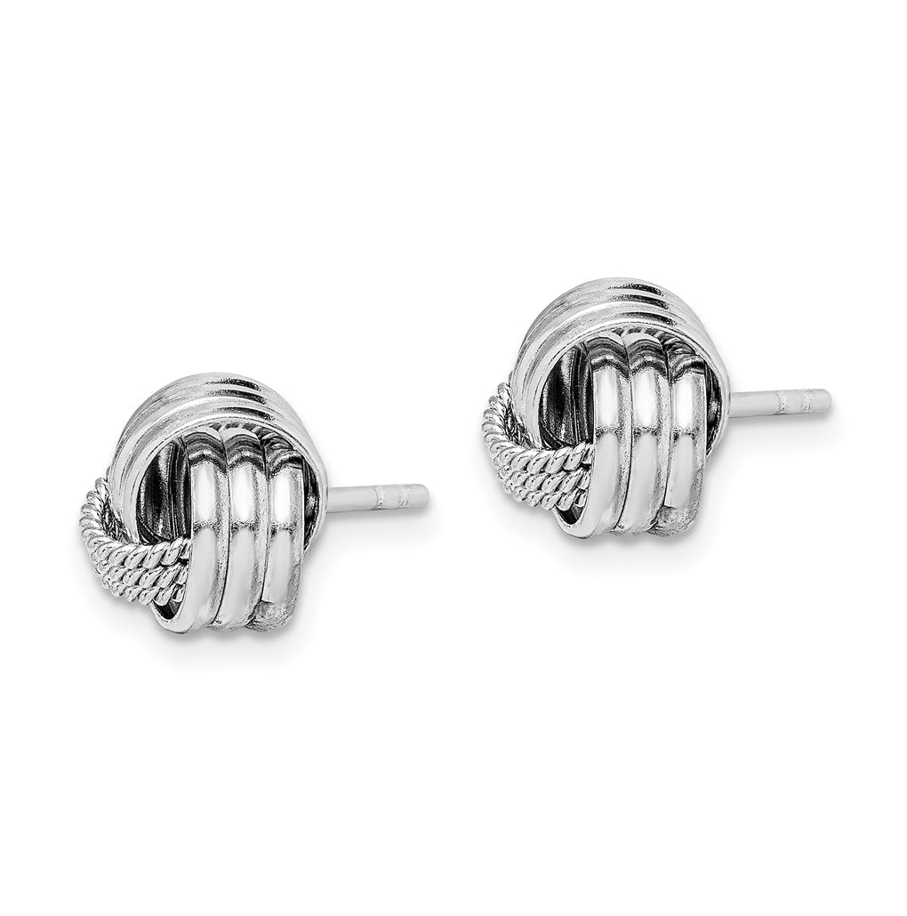 Sterling Silver Rhodium-plated Polished Twisted Knot Post Earrings – Elegant Jewelry Gift for Birthday, Anniversary, Engagement, Wedding