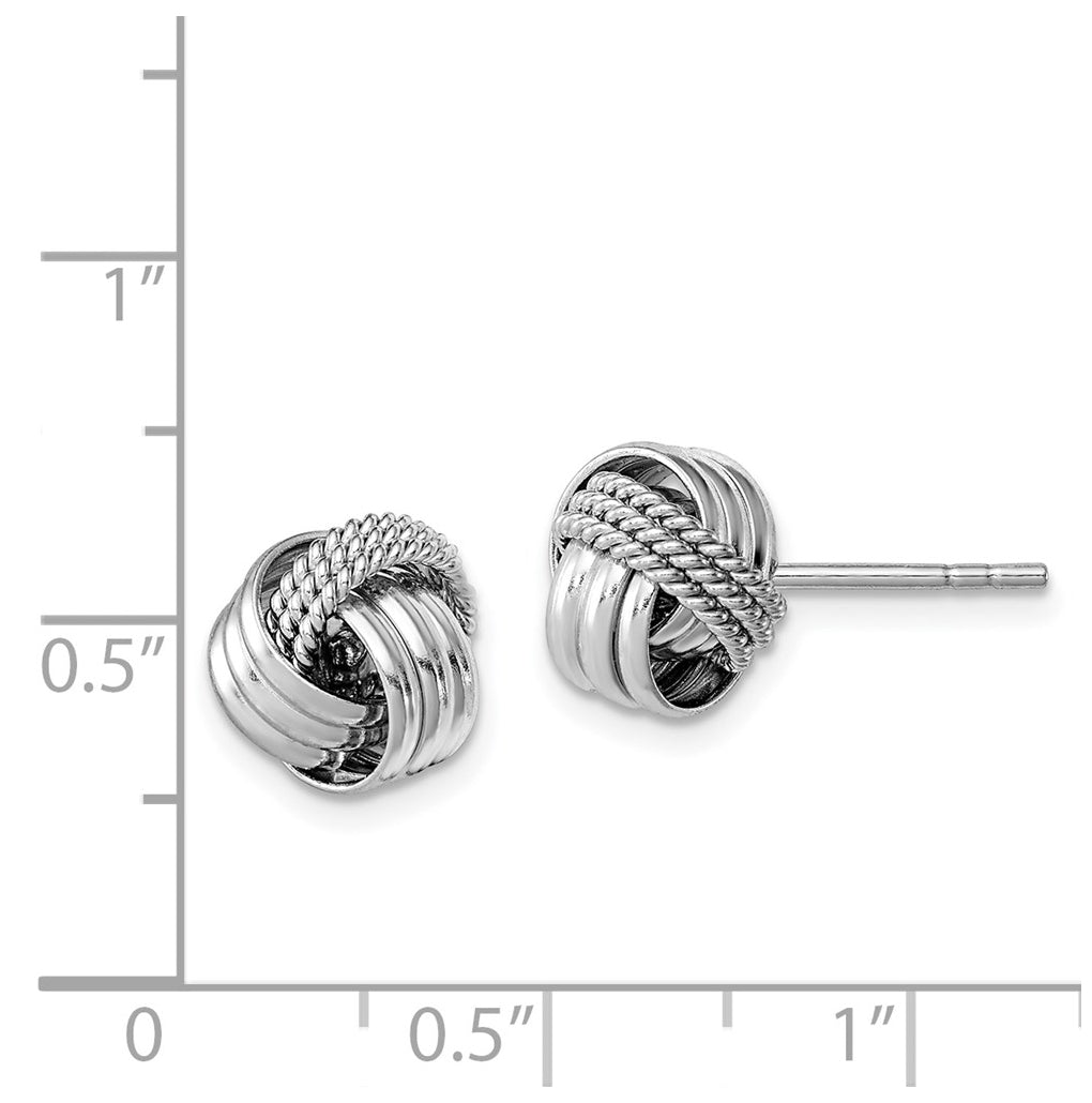 Sterling Silver Rhodium-plated Polished Twisted Knot Post Earrings – Elegant Jewelry Gift for Birthday, Anniversary, Engagement, Wedding