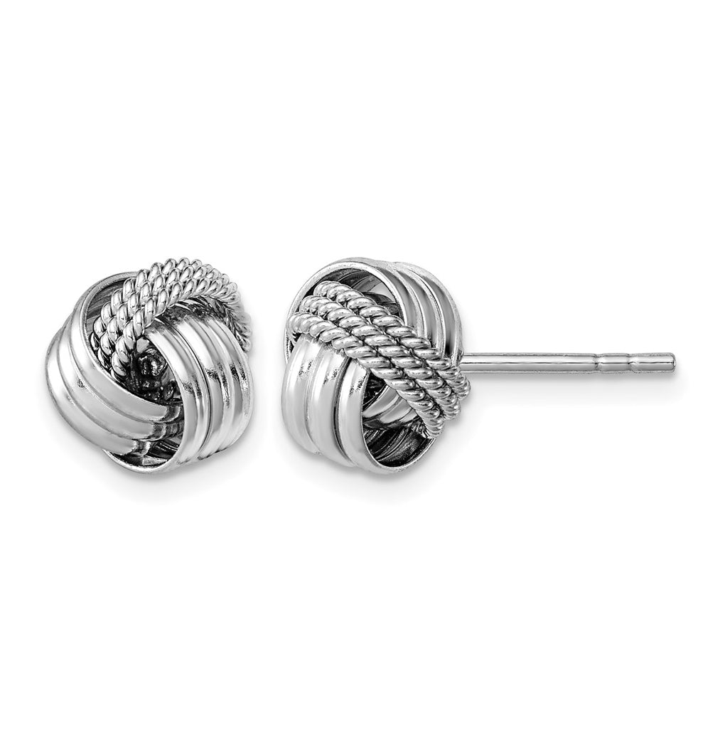 Sterling Silver Rhodium-plated Polished Twisted Knot Post Earrings – Elegant Jewelry Gift for Birthday, Anniversary, Engagement, Wedding