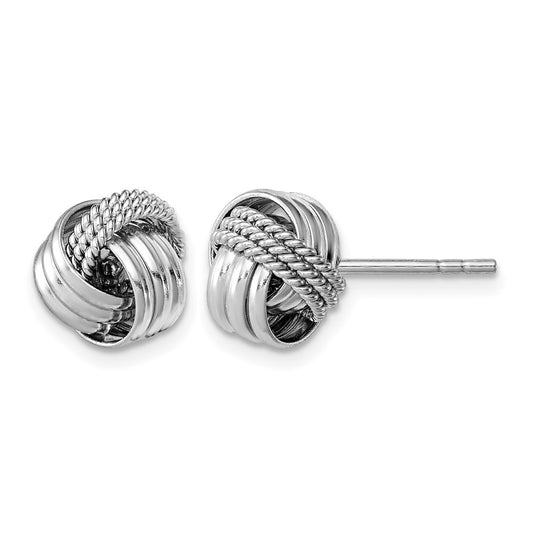Sterling Silver Rhodium-plated Polished Twisted Knot Post Earrings – Elegant Jewelry Gift for Birthday, Anniversary, Engagement, Wedding