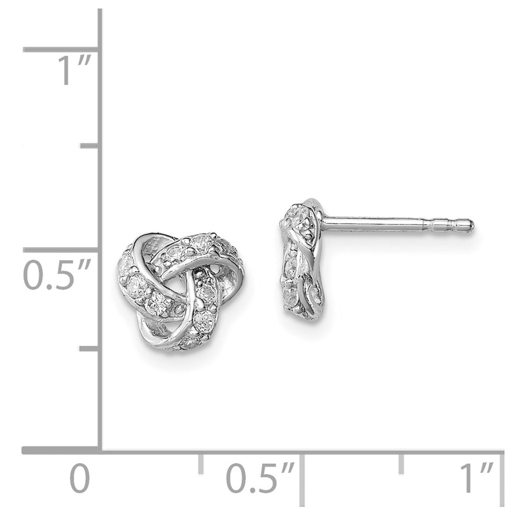 Sterling Silver Rhodium-plated Polished Cubic Zirconia Love Knot Post Earrings – Elegant Jewelry Gift for Birthday, Anniversary, Engagement, Wedding