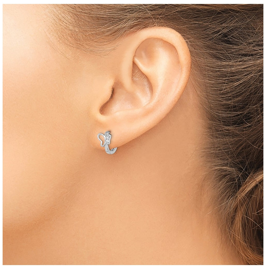 Sterling Silver Rhodium-plated Polished Cubic Zirconia Butterfly Hoop Earrings – Elegant Jewelry Gift for Birthday, Anniversary, Engagement, Wedding