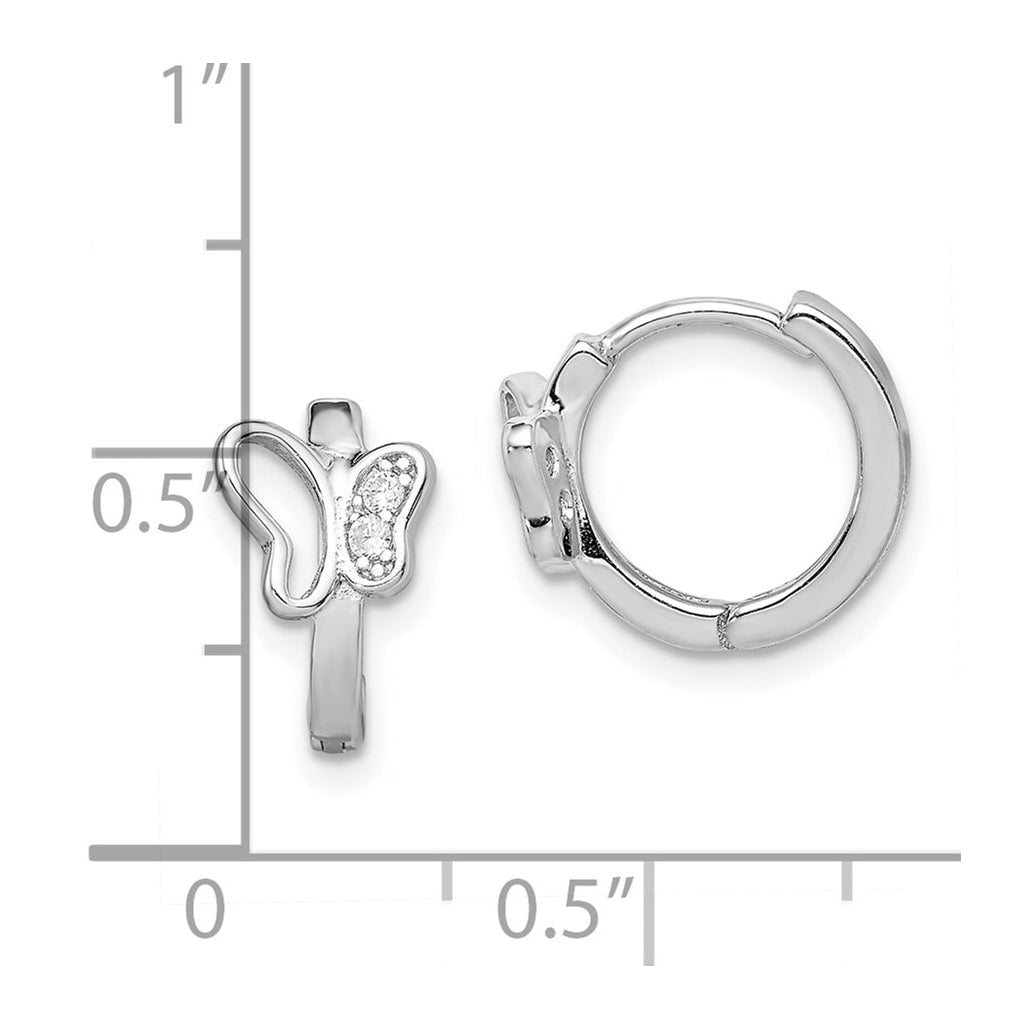 Sterling Silver Rhodium-plated Polished Cubic Zirconia Butterfly Hoop Earrings – Elegant Jewelry Gift for Birthday, Anniversary, Engagement, Wedding