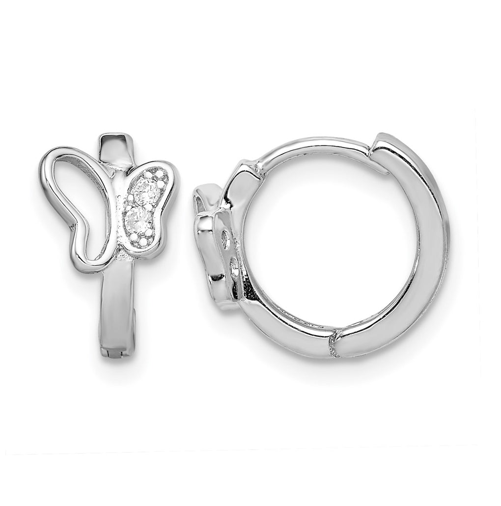 Sterling Silver Rhodium-plated Polished Cubic Zirconia Butterfly Hoop Earrings – Elegant Jewelry Gift for Birthday, Anniversary, Engagement, Wedding