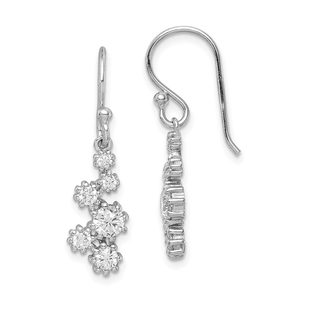 Sterling Silver Rhodium-plated Polished Cubic Zirconia Journey Dangle Earrings – Elegant Jewelry Gift for Birthday, Anniversary, Engagement, Wedding