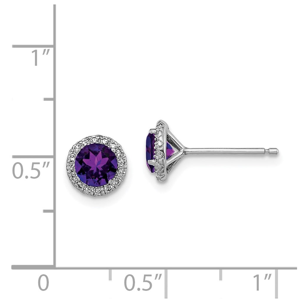 Sterling Silver Rhodium-plated Gem and CZ Post Earrings – Elegant Jewelry Gift for Birthday, Anniversary, Engagement, Wedding