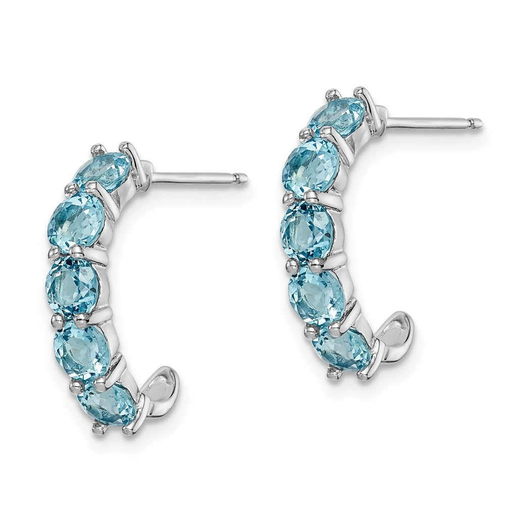 Sterling Silver Rhodium-plated J-Hoop Earrings – Elegant Jewelry Gift for Birthday, Anniversary, Engagement, Wedding