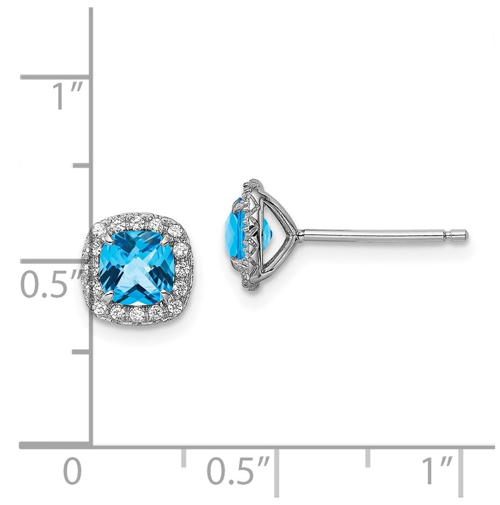 Sterling Silver Rhodium plated Blue Topaz and Cr. Wht Sapphire Earrings – Elegant Jewelry Gift for Birthday, Anniversary, Engagement, Wedding