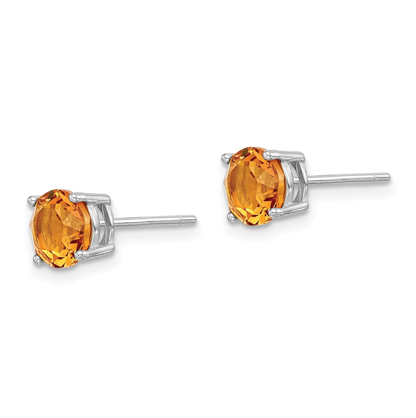 Sterling Silver Rhodium Plated Yellow Crystal Birthstone Earrings